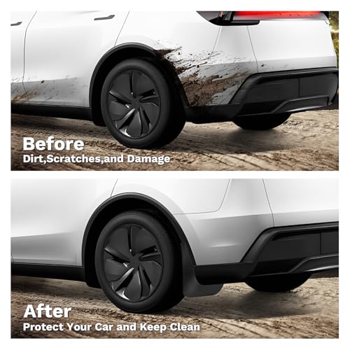 Image of Shademax Custom for 2025 2026 Tesla Model Y Juniper Mud Flaps Splash Guards for Model Y Juniper Accessories Tire Protector No Drilling No Tape Mudflaps Kits All Weather Protection (Set of 4)