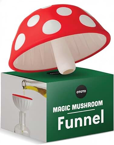 OTOTO Mushroom - Foldable Small Kitchen Funnel with Wide Mouth for Jars Bottle Liquid Transfer - Silicone, 100% Food Safe, BPA Free, Dishwasher Safe