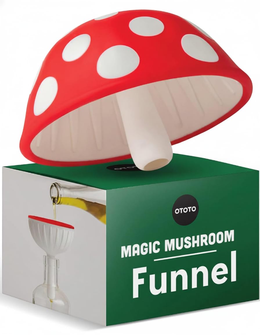 OTOTO Mushroom – Foldable Small Kitchen Funnel with Wide Mouth for Jars. Bottle Liquid Transfer – Silicone, 100% Food Safe, BPA Free, Dishwasher Safe