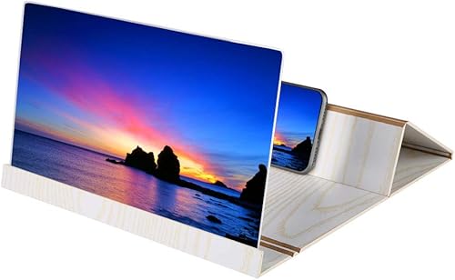 flexman Lupa de pantalla de 12 pulgadas para teléfono inteligente, ampliadora de pantalla de protección ocular de madera, soporte plegable ligero