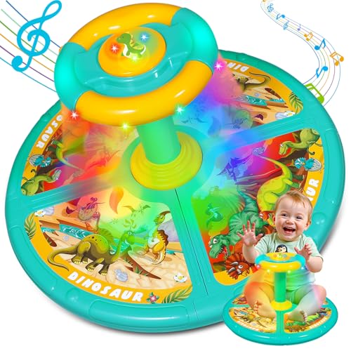 Image of Sumapner Dinosaur Sit and Spin for Toddlers, Extra Large Size,Christmas Stocking Stuffers for Boys Girls with Music & LED Lights, 360°Spinning Seat Sensory Toys Kids Birthday Gifts
