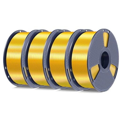 SUNLU Silk PLA+ Filament 1.75mm, Chrome Like Gloss Finish, Smooth Silk Texture, Upgraded Formula for Stable Printing, 4kg(8.8lbs) PLA Plus 3D Printer Filament, Gold 4 Pack