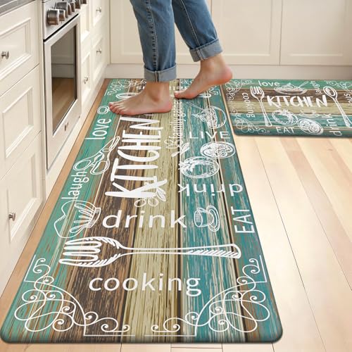 HEBE tapis de cuisine ensemble de 2, antiglisse avec coussinet