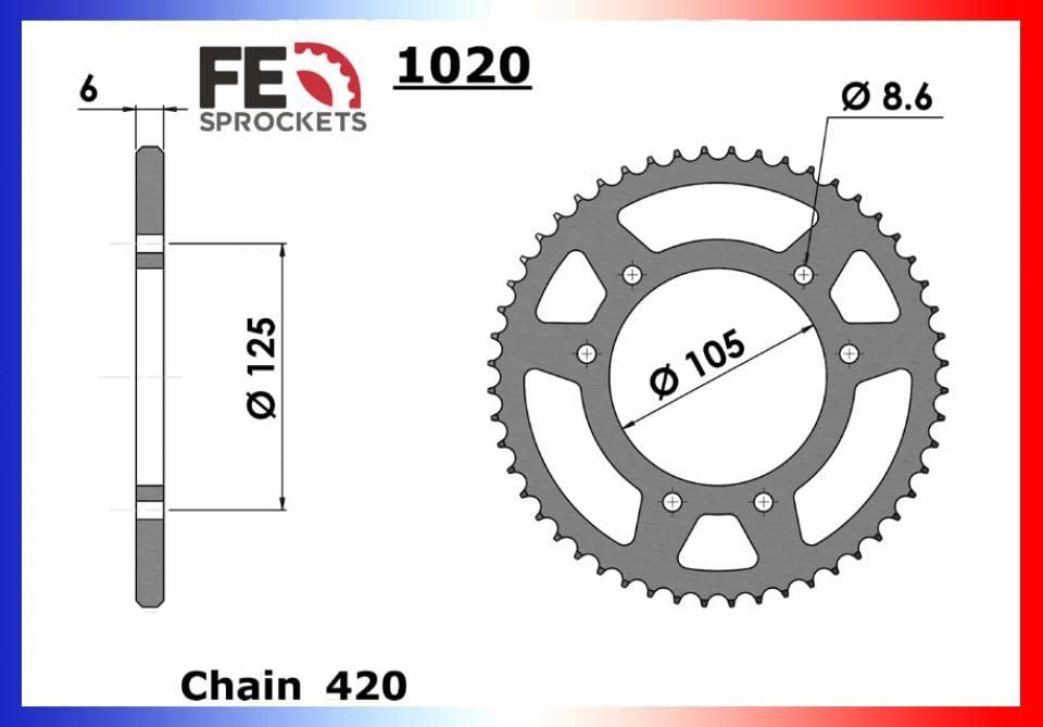 Couronne de transmission FE compatible avec moto Rieju 50 MRT 2018-2020 62 dts P420 Ø105mm