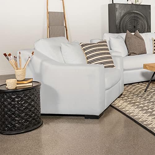Sillón con tapizado de tela blanco y brazos rectos miniatura 2
