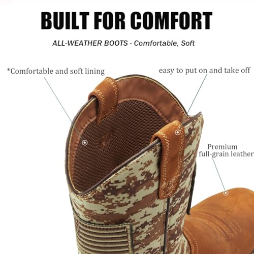 Image of SUREWAY Men's Cowboy Boots, Square Toe Pull On Soft Toe Western Boot