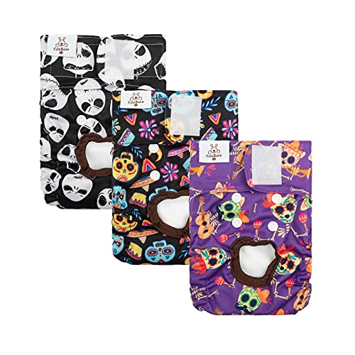Image of CuteBone Dog Diapers Female Washable Small Medium Large 3 Pack Reusable Doggie Diapers Puppy Period Pants for Doggy Heat Cycle Peeing
