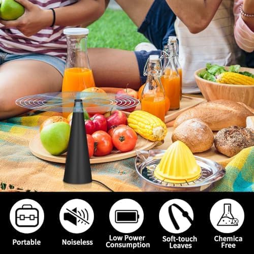 Ventilador Repelente de Moscas, 2PCS Protectores de Moscas Antimoscas, Plegable Fly Repeller, Recargables Ventilador Antimoscas para Hogar Jardín o terraza