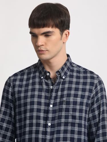Image of THE BEAR HOUSE Men's Cotton Striped Slim Fit Casual Shirt