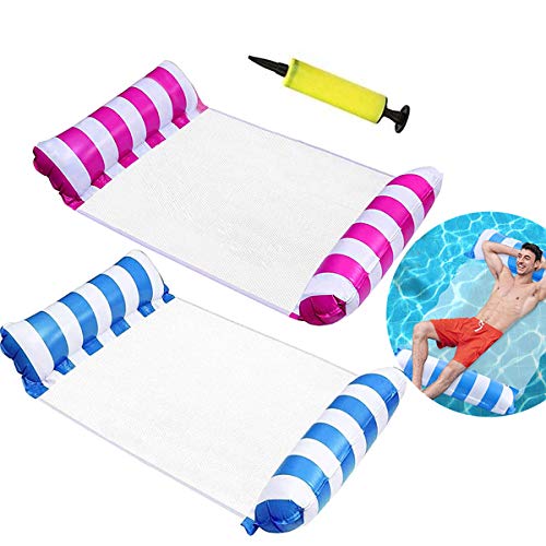 Pool Floats Adult Size - 2 Pack 4-in-1 Inflatable Pool Float Pool floaties with Air Pump,Fun Water Toys as Pool Lounger,Pool Hammock,Chair,Pool Raft,Lake Floats for Swimming Pool