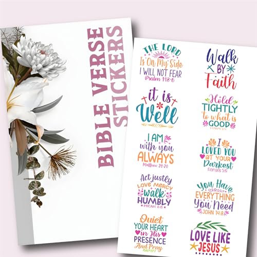 48 Pcs Bible Verse Quotes Scrapbook Stickers for Journaling Laptop Dairy DIY Scrapbooking Decoration