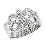 Sterling Silver 6-Piece Puzzle Ring Wire Wrapped Handmade for Men and Women 13mm wide size 13
