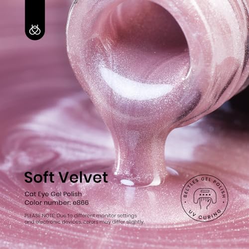 Image of Beetles Pink Cat Eye Gel Nail Polish - 15ML Pink Cat Eye Glitter Gel Polish with Magnet Jelly Translucent Glass Effect Soak Off UV Nail Art DIY Manicure Gifts for Women