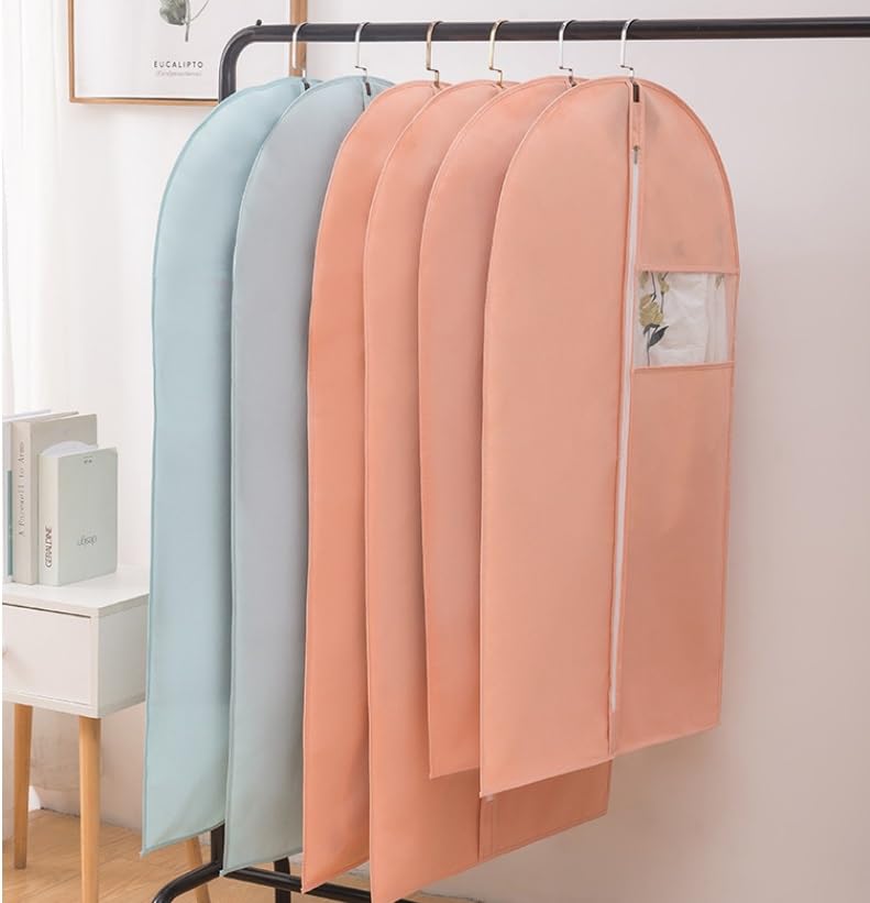 Habrur Clothes Cover 5 Pack Foldable Garment Bag with Clear Window Garment Bag for Travel Closet Suit Bags (Color : Blue, Size : 60 * 80cm)4