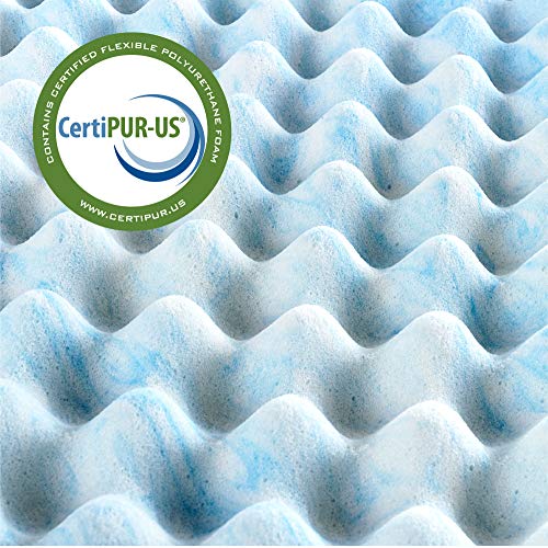 Image of ZINUS 3 Inch Swirl Gel Cooling Memory Foam Mattress Topper, Cooling Airflow Design, CertiPUR-US Certified, King,Light Blue