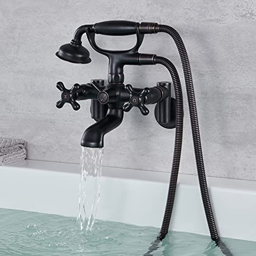 Robinet de baignoire avec douchette mitigeur mural bain douche bronze huilé 3004