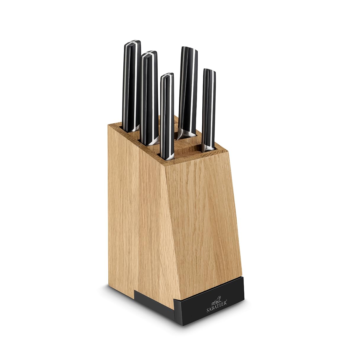 SABATIER – Bloc STANFORD de 5 Couteaux Indispensables CHIRON - avec Support de Tablette Intégré – Idéal pour Ranger, Protéger et Garder vos Couteaux à Portée de Main tout en Suivant vos Recettes