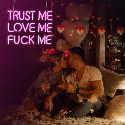 Image of TRUST ME LOVE ME Neon Sign, Neon Signs for Wall Decor Neon Pink LED Signs Room Neon Light Up Signs Home Decor for Bedroom Club Party Bar Shop USB Operated