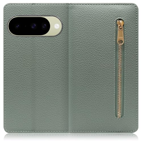 LOOF POCKET �{�v �t�@�X�i�[�t�� �蒠�^ �X�}�z�P�[�X for Google Pixel 10 / 10 Pro �p �P�[�X �J�o�[ �蒠�^�P�[�X �J�[�h���[ �}�O�l�b�g�Ȃ� �x���g�Ȃ� �|�P�b�g �t�@�X�i�[ [�_���O���[��]