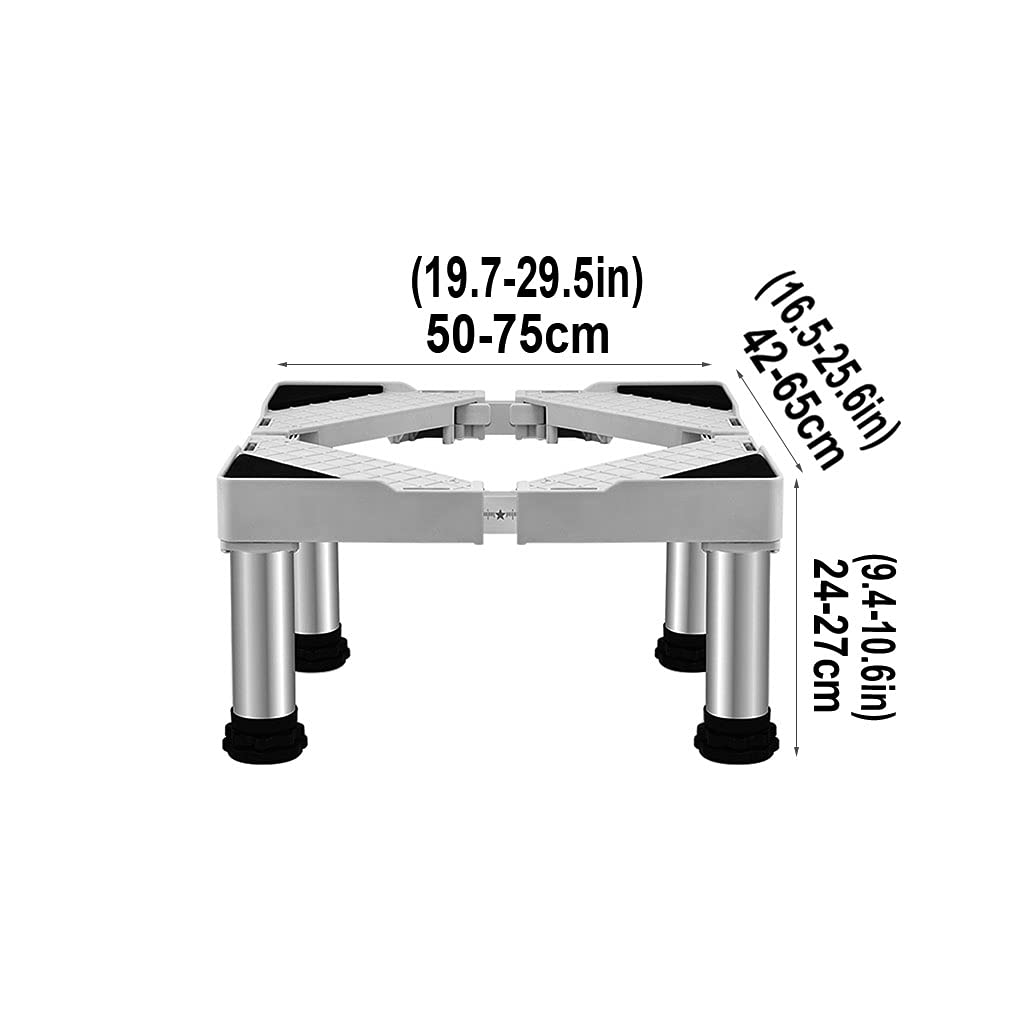 Base Regolabile Per Lavatrice E Asciugatrice - Supporto In Acciaio Inox, Carico 600 Kg, Altezza 24-27 Cm, Antivibrazioni
