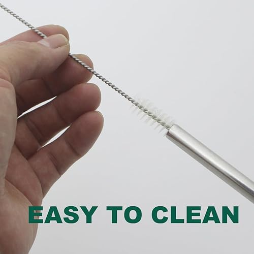 Miniatura 4 de Paquete de 12 popotes de metal extra cortos de 4.7 pulgadas, popotes reutilizables de acero inoxidable con cepillo de limpieza para tazas de café,