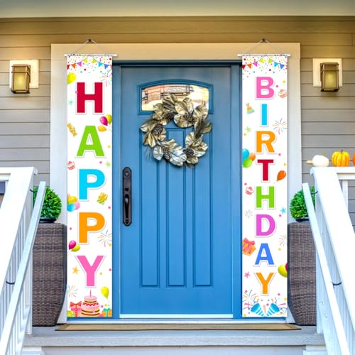 Image of Birthday Decorations Banner, Happy Birthday Door Sign for Men Women Boys Girls Ideal Birthday Decorations Party Supplies Outdoor Indoor 72 x 12 Inch