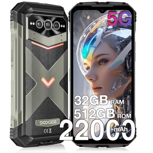 DOOGEE V MAX Pro 5G Rugged Phone,22000mAh,32GB+512GB/TF 2TB,Android 14 Rugged Smartphone,108MP+20MP Night Vision Phone, 6.58