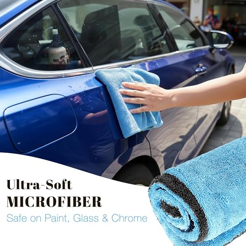 Image of Storite 2 Pack Microfiber Cloth for Car Cleaning - 1100 GSM Ultra Soft & Super Absorbent Car Drying Towel | Lint-Free & Scratch-Free Automotive Cleaning Cloth for Car Wash & Detailing | (60 x 40 cm)