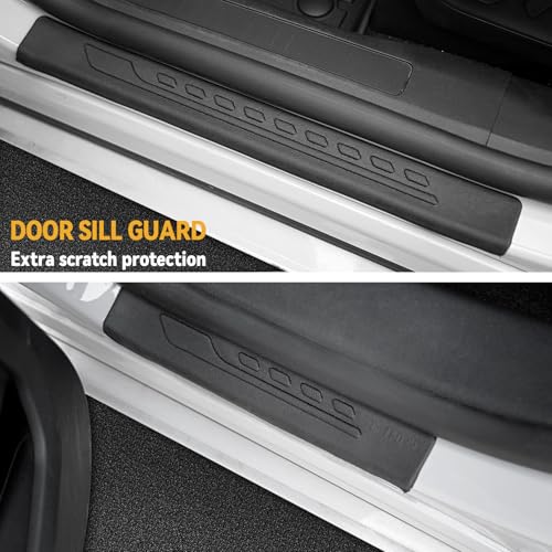 Image of Floor Mats for Ford Escape 2020-2026, All Weather Floor Mats Trunk Cargo Liner with Backrest Protectors and Door Sill Guards Accessories, Full Coverage Set (Not fit Hybrid Model)