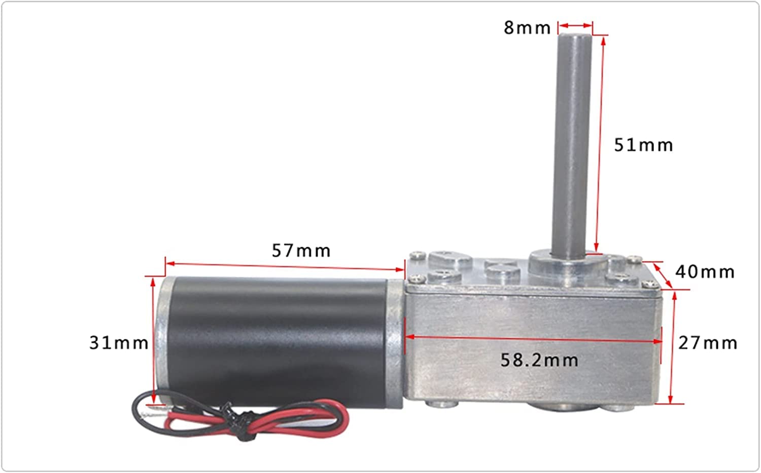 Motoriduttore Elettrico 24V Con Riduzione - Vite M8 Doppio Albero, Silenzioso, Per Tende E Sollevamento (Rapporto 31:1)