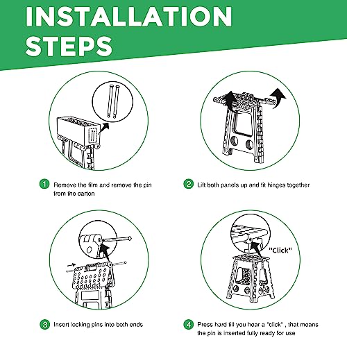 Image of Dyforce Folding Step Stool 16 Inch,400lbs Foldable Step Stool for Adults | Step Stool Foldable White,Non-Slip Plastic Stepping Stool with Carry Handle,Lightweight for Bathroom Kitchen Bedroom Garden