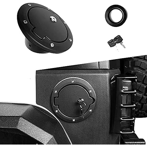 SEMTION Locking Gas Cap Cover Fuel Tank Door for Jeep Wrangler JK JKU Rubicon Sahara Unlimited Willy Sport 2007-2018 Cover