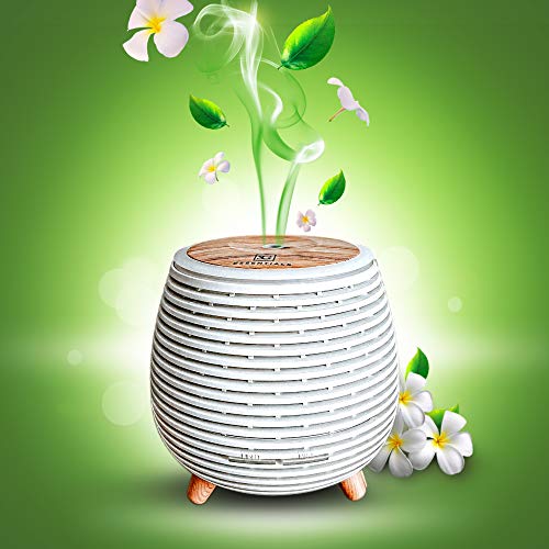 Aromatherapy Essential Oil Wooden Grain Diffuser With Auto Shut-Off Function | Cool Mist Humidifier For Yoga Spa Office Bedroom Home | 120Ml (White) #TOP2