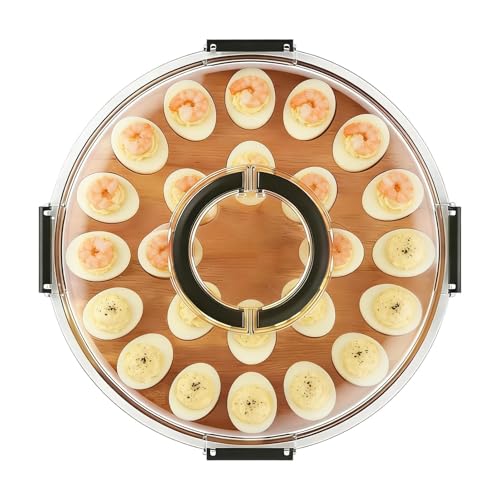 Bandeja de huevos con tapa de 24 compartimentos, para , hogar, cocina, buffet, entrantes, encimeras, mesas, catering, vacaciones, Acción de Gracias, cena de Pascua