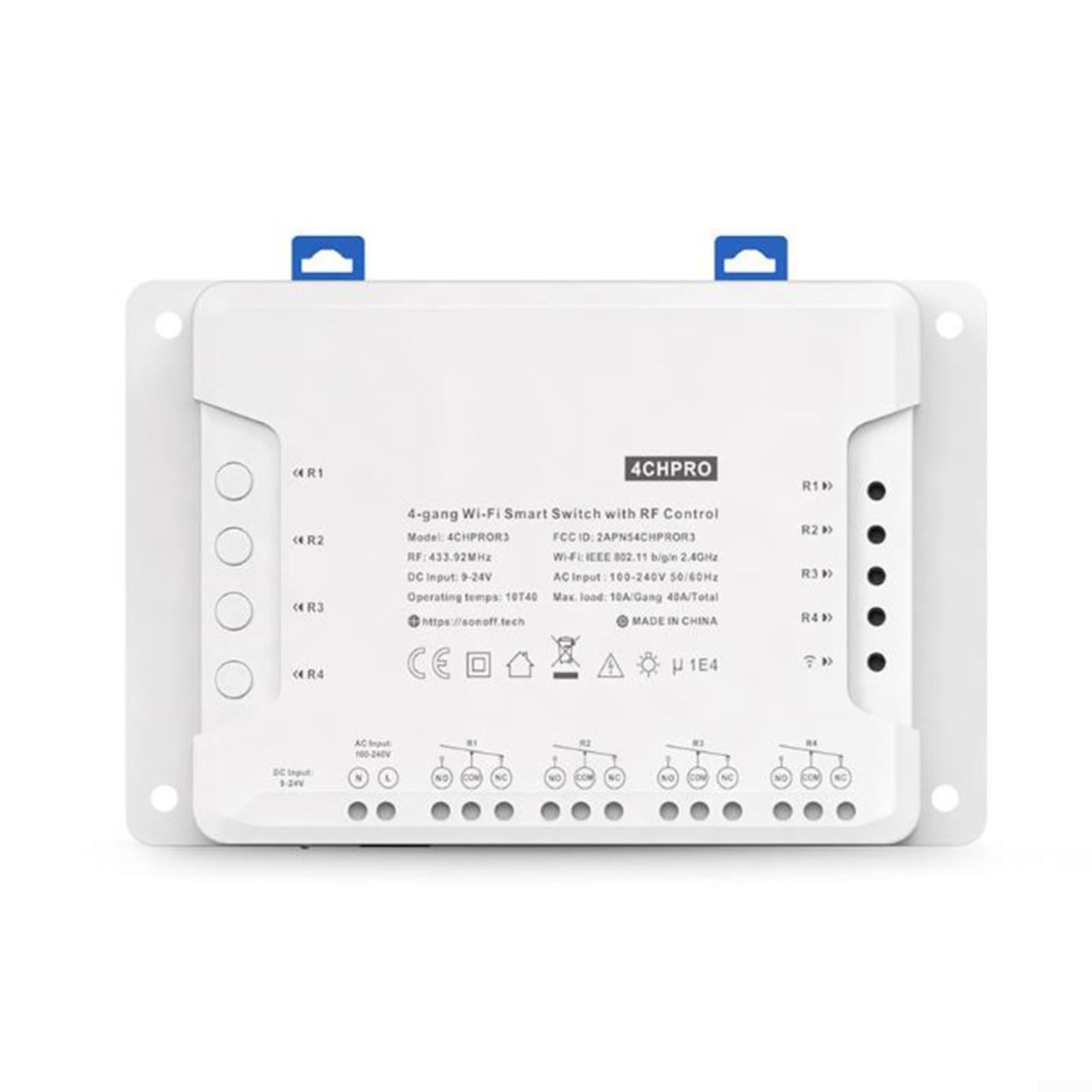 4-Kanal Wi-Fi Schalter für sonoff 4CH PRO R3 und 4CH R3, Fernbedienung per App, Selbsthaltend/Verriegelnd/Taster, 2kW Last, (FOR für für sonoff 4CH PRO R3)