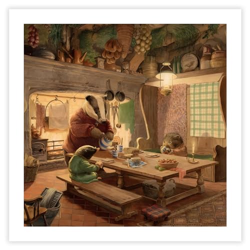 Museums & Galleries Christmas Cards Pack of 8 - Wind in the Willows Illustrated Design - Badger's Kitchen - Eco-Friendly & Recyclable