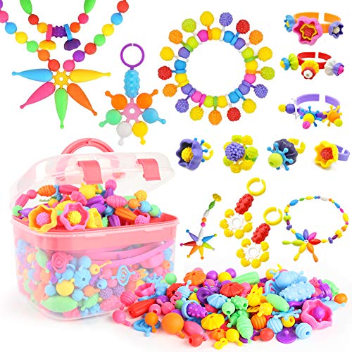 BigOtters Pop Beads for Kids Jewelry Making, 550+ DIY Kids Crafts for Kids Ages 3-9, Necklace Hairband and Rings, Kids Toy for Girl Birthday Gifts Ideas, Christmas Stocking Stuffers Gifts