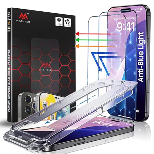 Image of Mr.Shield TI-Fit Tempered Glass Screen Protector Guard for iPhone 14 Pro, [1 Pack] [Easy Auto Alignment Frame] Case Friendly
