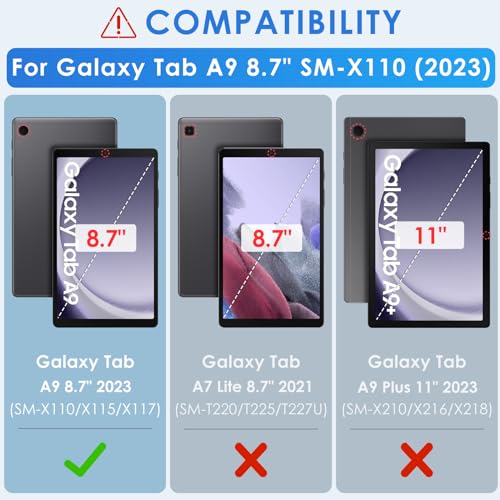 Detuosi #MA09559TYUS Backlit Keyboard Case For Samsung Galaxy Tab A9 8.7 Inch Sm-X110 Wifi 2023 Android Tablet With S Pen Holder | Soft Tpu Shockproof Back Cover thumb #1