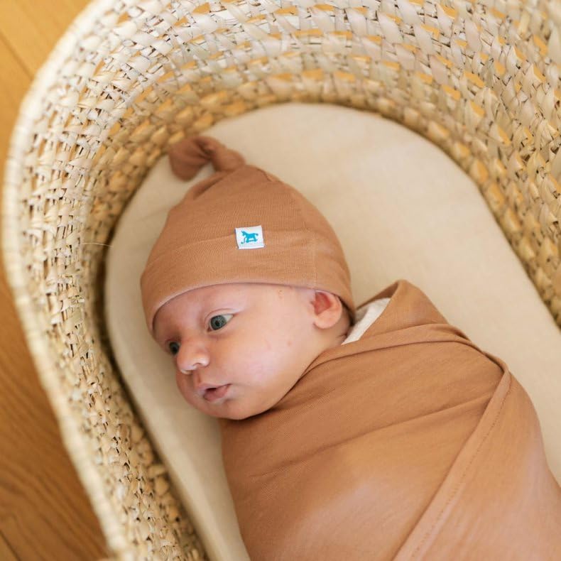 Image of Little Unicorn Premium Stretch Knit Swaddle & Hat Set | Ultra-soft with optimal stretch for newborns | Giftable set (Terracotta)