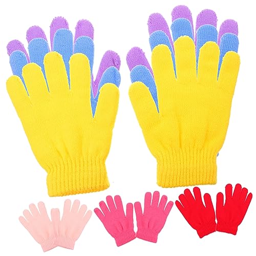 Thickened Fleece Gloves for Boys and Girls 6 Pairs Winter Mittens Warm Finger Mittens Non-skid Gloves for Indoor/outdoor
