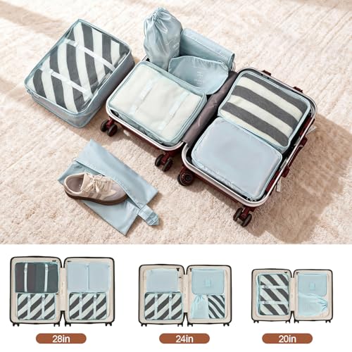 Packing Cubes for Travel, 8 Set Luggage Organizer Bags Travel Cubes for Packing Compression Luggage Cubes for Suitcase Carry on Travel Essentials with Laundry & Toiletry Bag (blue) by Greenfeather - Used condition - Image 3