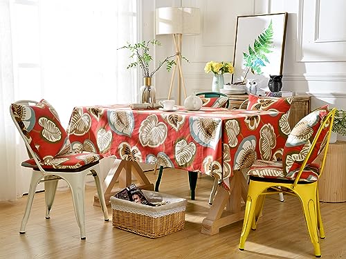 Nappe coton imprimé feuilles rouge brun 135x180 nappe de table