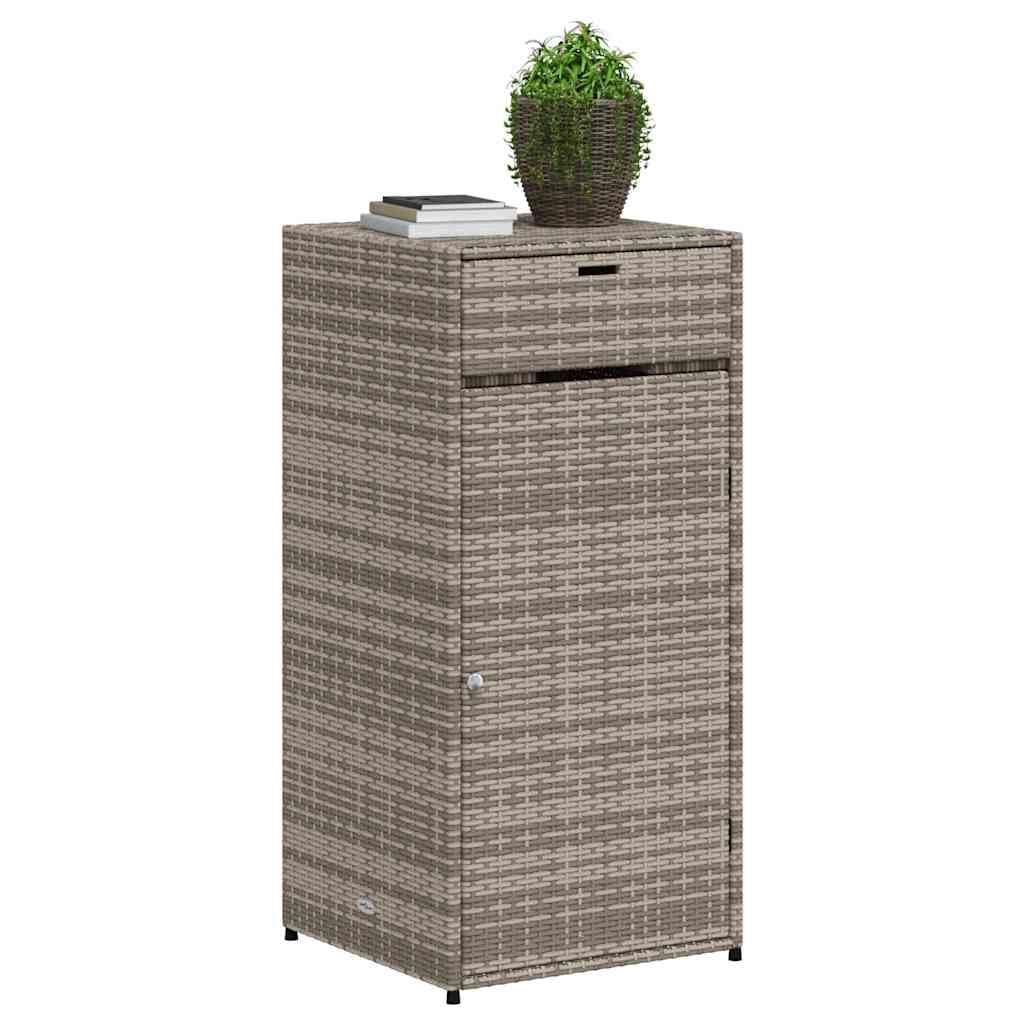 Armario de Almacenamiento de Jardín de Ratán Sintético - Resistente a la Intemperie - Armario con Interior Espacioso, Tiradores de Acero Inoxidable y Estructura de Acero (55 x 55 x 111 cm)