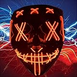 mascara la purga led envio rapido Máscara aterradora: la máscara de neón tiene una forma aterradora única, que puede hacer que se destaque en la fiesta, atraiga la atención de todos y mejore el ambiente de la fiesta.