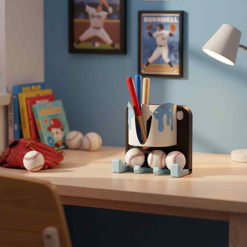 Baseball Equipment Storage Rack - Blue Ice Cream - Baseball and Softball Equipment Hanging Rack with Beverage Storage, Portable Rack that mounts to fences