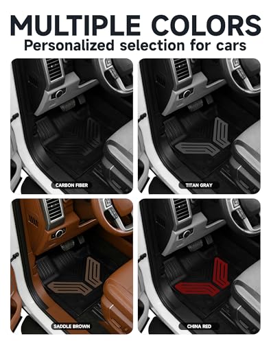Image of 2-Piece Front TPE Floor Mats for Ford F-150 2015-2026 F150 Lightning 2022-2025 | Racing Red Wing Design | Heavy Duty All-Weather Protection