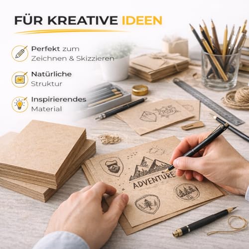100x Kraftpapier braun 160 g/m² aus Nachhaltigen Naturpapier - zum Basteln & Drucker geeignet - Dickes Kartonpapier & Tonpapier