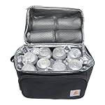 Carhartt Insulated 12 Can Two Compartment Lunch Cooler Bag - Rain Defender DWR Coating - Synthetic Lining Black 1 One Size One Size - Image 4
