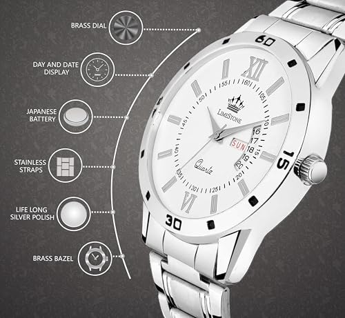 Image of LIMESTONE Day and Date Functioning Steel Strap New Quartz Analog Watch - for Men